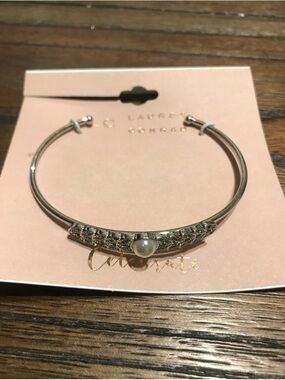 LC Lauren Conrad Silver Pearl Filigree Cuff Bracelet